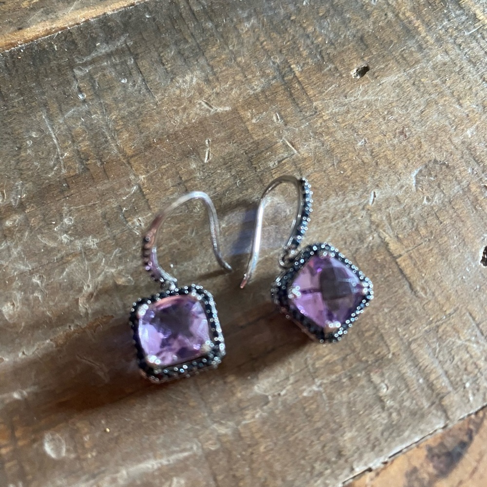 Rarities Carol Brodie Rarities Amethyst Black Spinel Drop Earrings